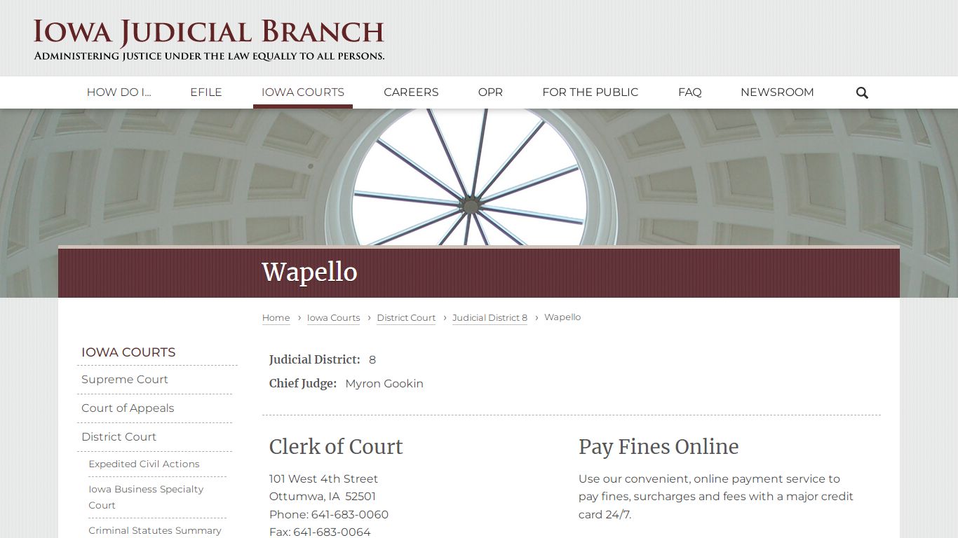 Wapello | Judicial District 8 | Iowa Judicial Branch